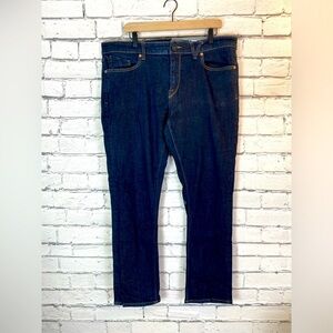 Mens Volcom Jeans Vorta Slim Straight Dark Wash Denim Blue Stretch Size 38x32